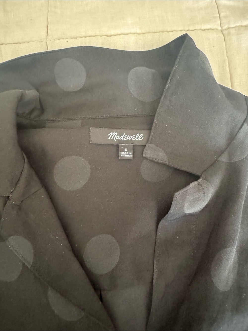 Madewell Black Sheer Polka Dot Button-Up